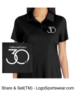 30th Anniversary Ladies Polo Shirt - Black Design Zoom